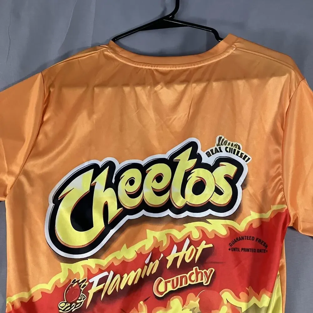 Cheetos Shirt Mens Medium Orange‎ Flamin' Hot Crunchy Graphic Allover Print